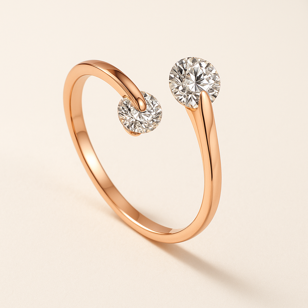 Charvieille Éclat – Dual Radiance Rose Gold Ring ✨