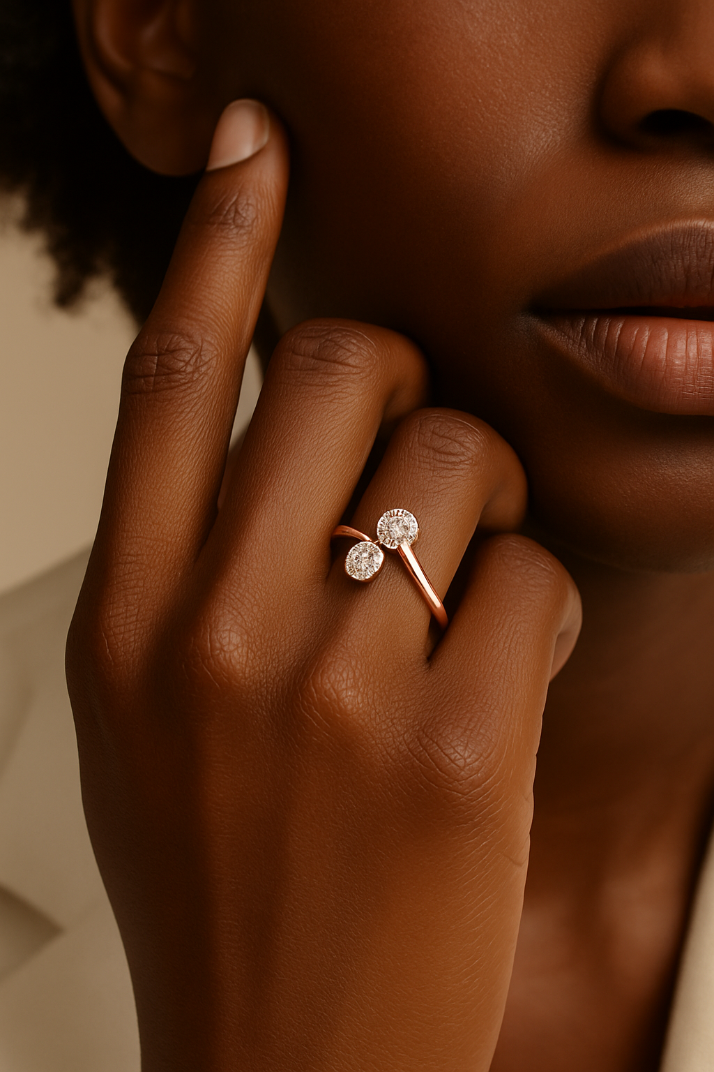 Charvieille Éclat – Dual Radiance Rose Gold Ring ✨